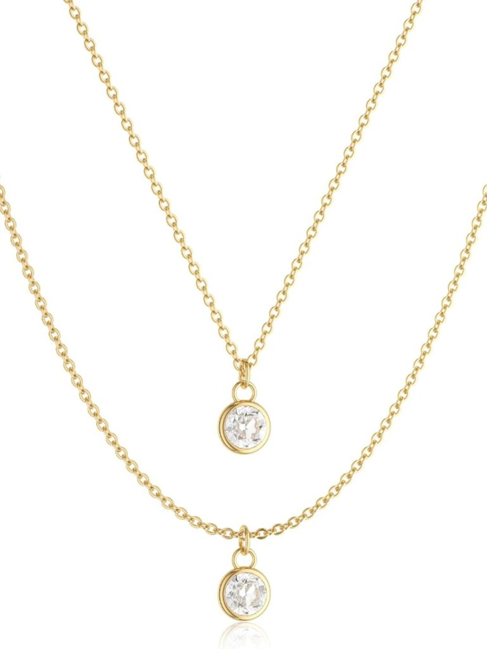 Dainty 14k Gold Plated/Silver Cubic Zirconia Necklaces for Women, Simple CZ Jewe
